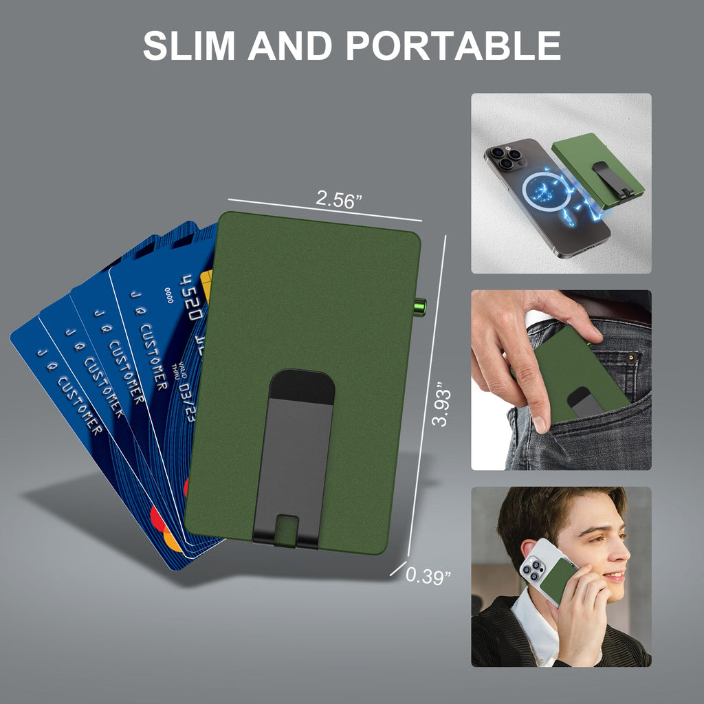 Minimalist Pop-up Wallet with Money Clip, All Aluminum Slide RFID Slim Card Holder