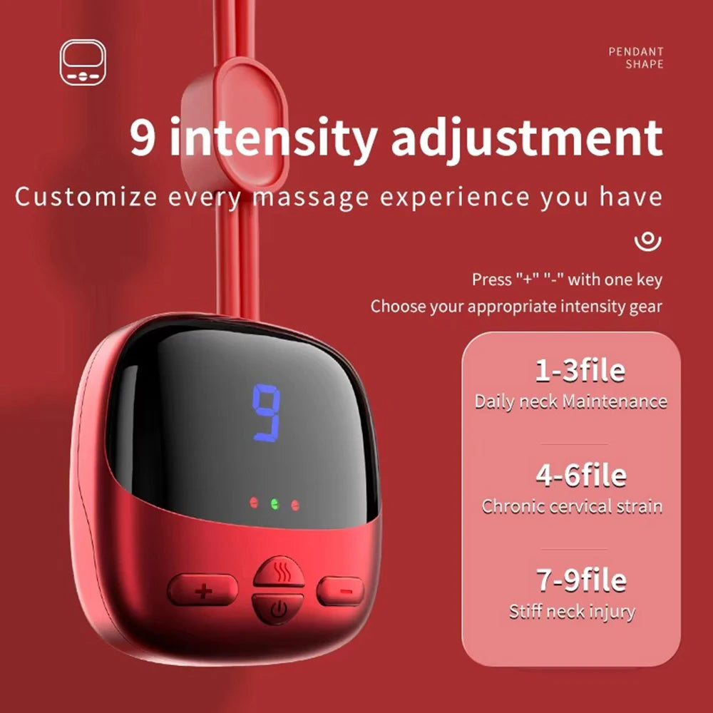 Mini Hanging Neck Massager — EMS Pulse Hot Compress, Rechargeable Cervical Pain Relief