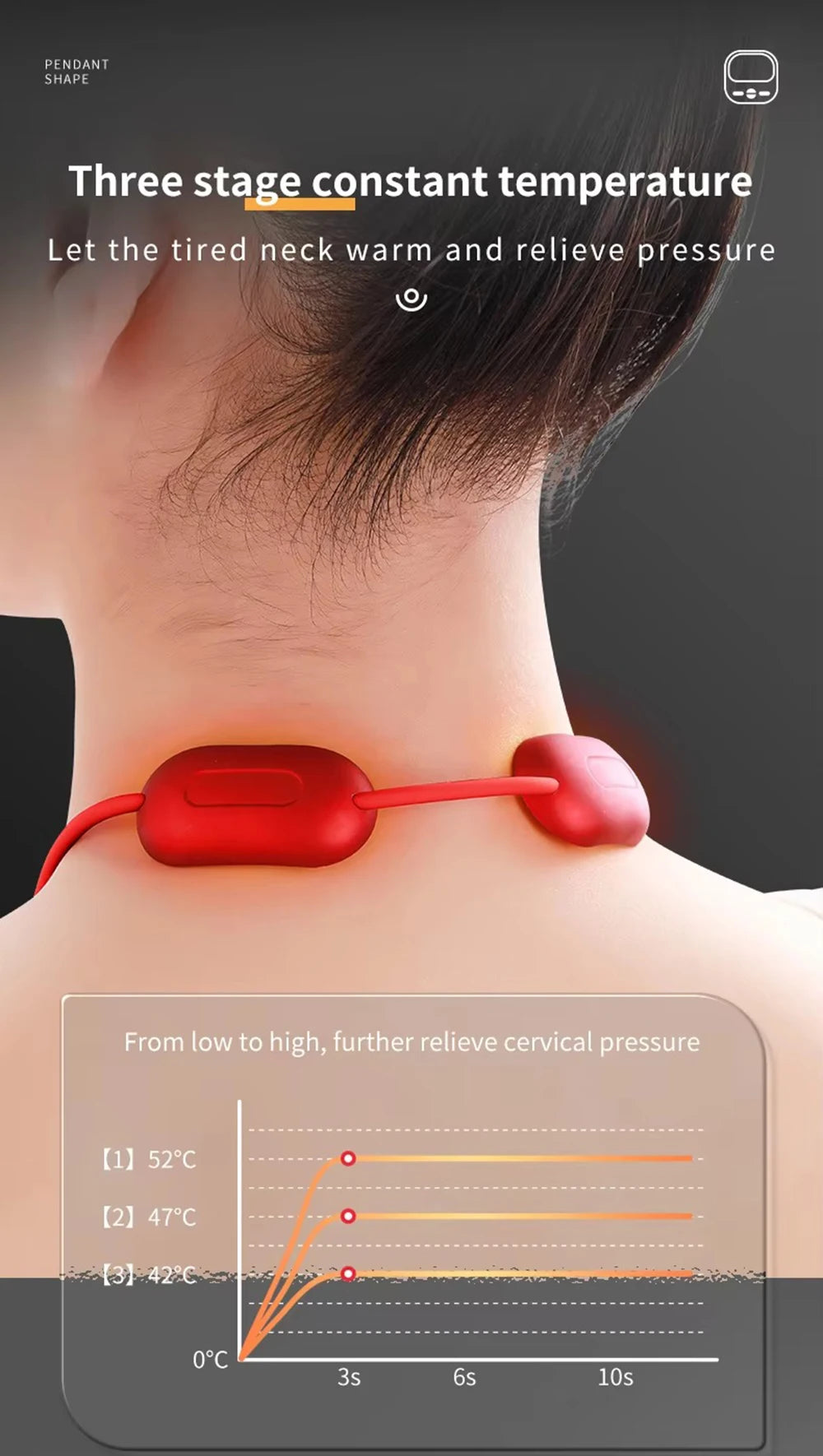 Mini Hanging Neck Massager — EMS Pulse Hot Compress, Rechargeable Cervical Pain Relief