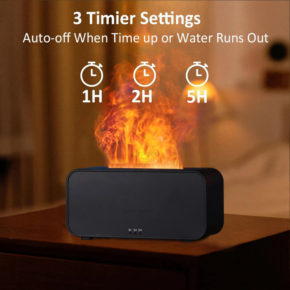 Mini Flame Aroma Diffuser — 7 Color LED Humidifier with Timer for Bedroom &amp; Office