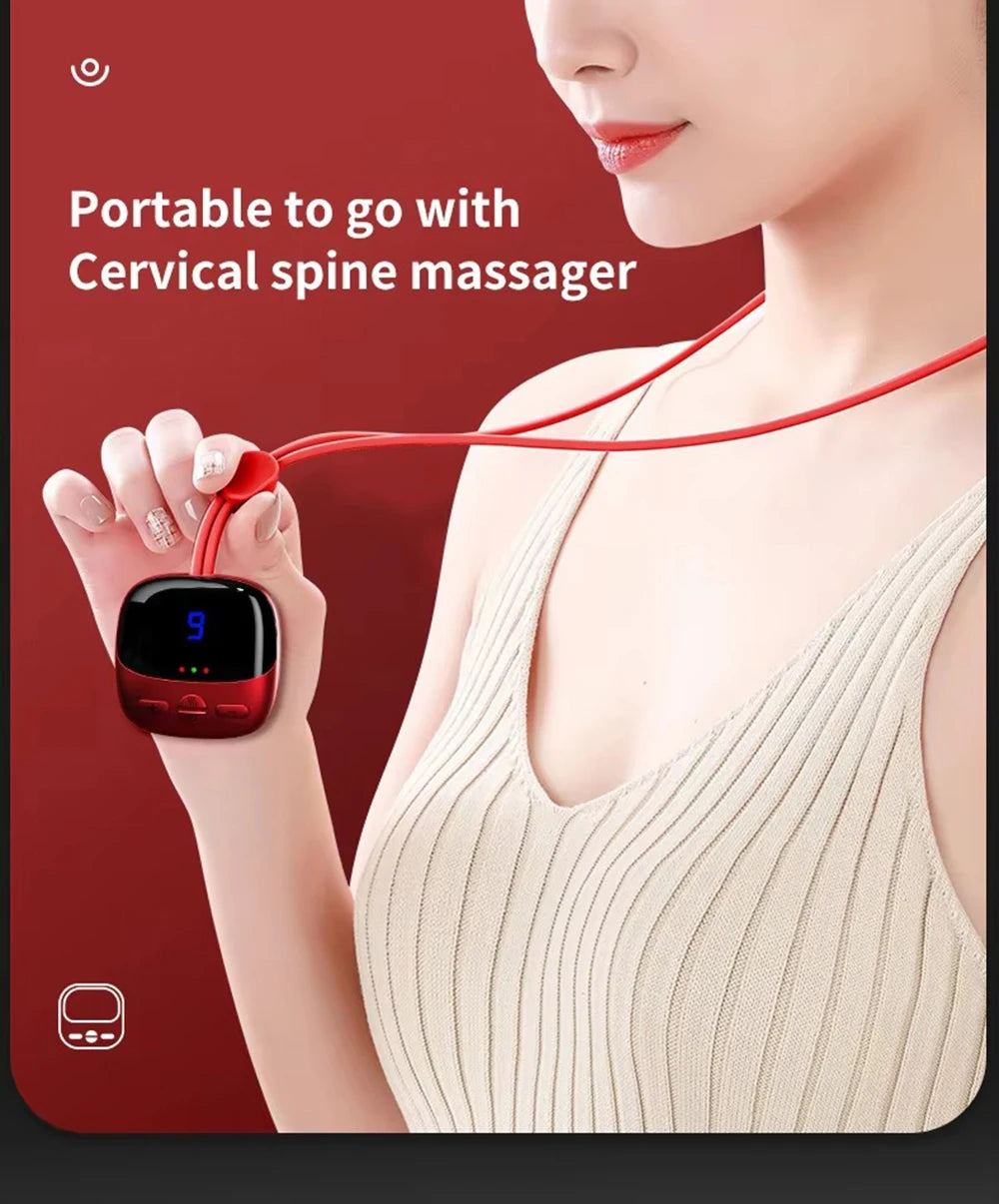 Mini Hanging Neck Massager — EMS Pulse Hot Compress, Rechargeable Cervical Pain Relief