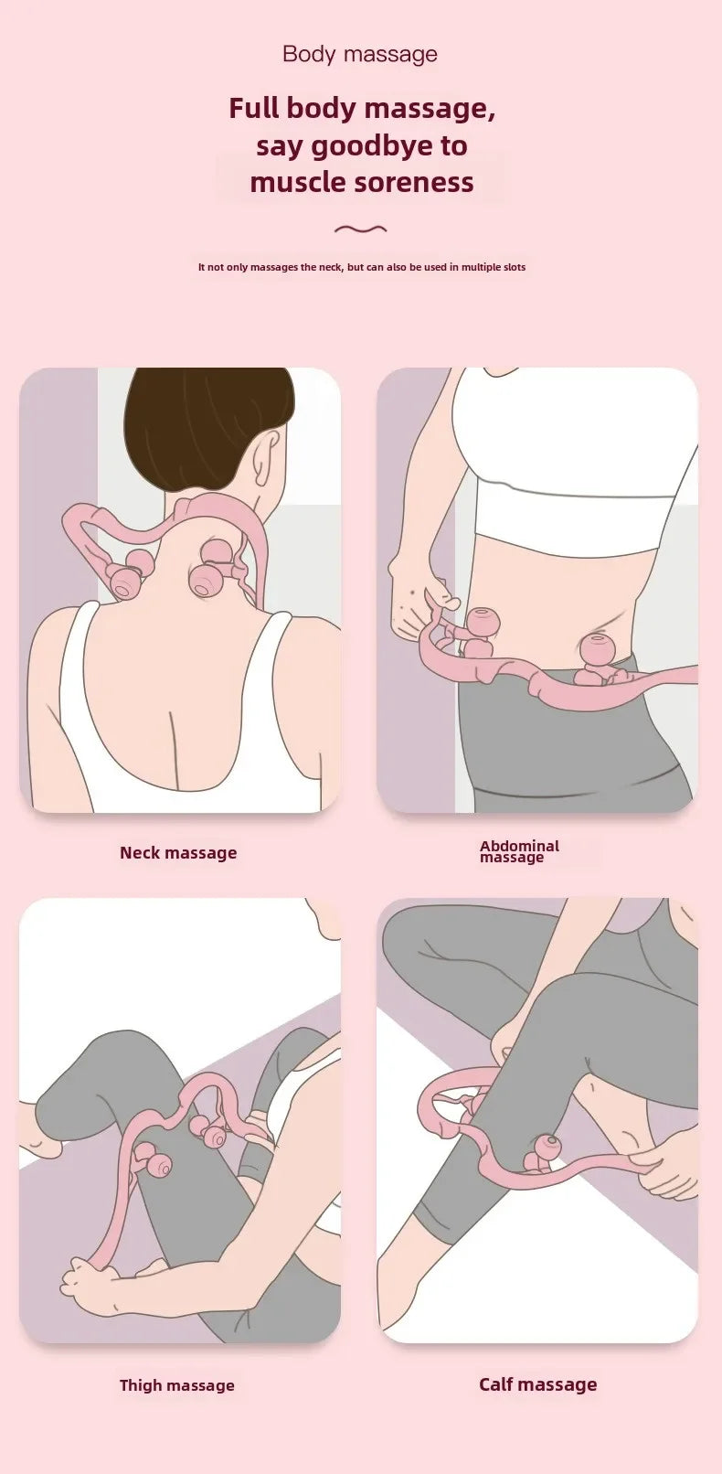 Multi-Functional Handheld Cervical Roller Massager — Neck, Shoulder &amp; Waist Kneading Tool