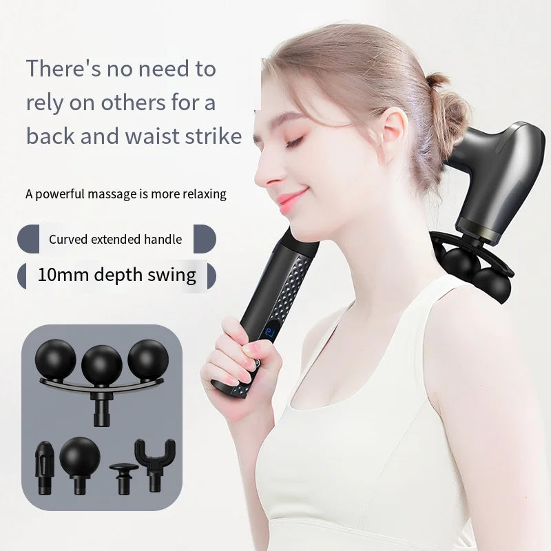 Smart Electric Faszienpistole – Rückenmassagegerät mit langem Griff, wiederaufladbares Perkussionsgerät