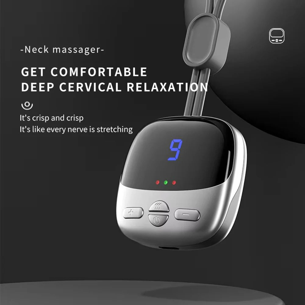 Mini Hanging Neck Massager — EMS Pulse Hot Compress, Rechargeable Cervical Pain Relief